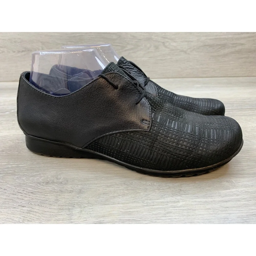 Aetrex Women's Black Leather Textured 8.5 Oxford Shoes Comfort Comfort Shoes